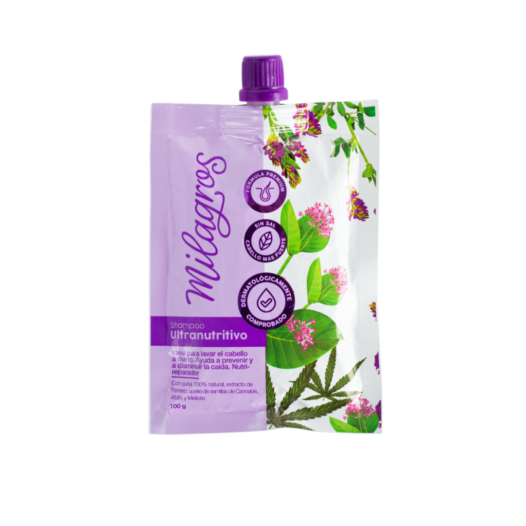 Doypack Shampoo Ultranutritivo Viajero Milagros - Glow Beauty Distribuidores Milagros