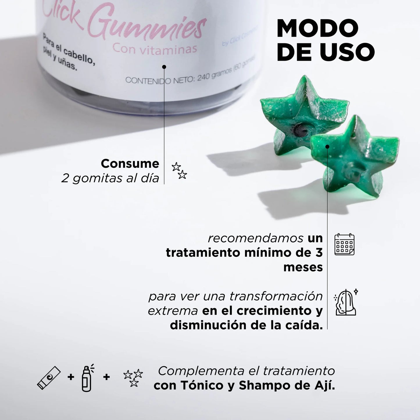 Gomitas Click Hair 240 gr