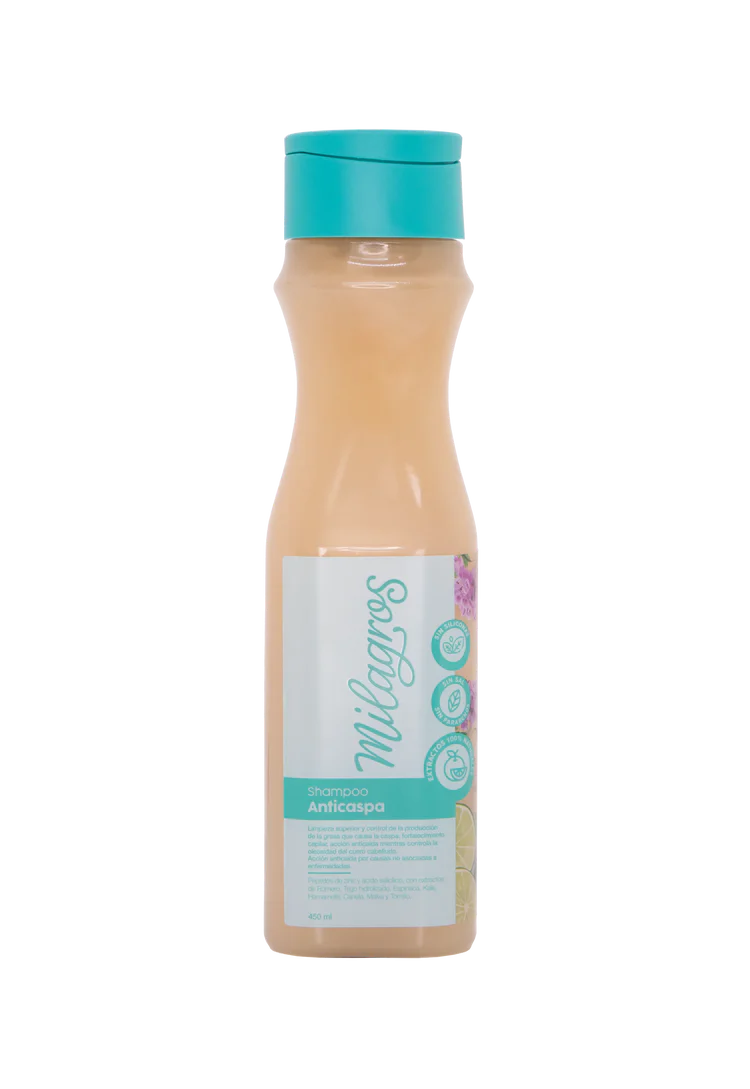 Shampoo Anticaspa 450 ml Milagros - Glow Beauty Distribuidores Milagros
