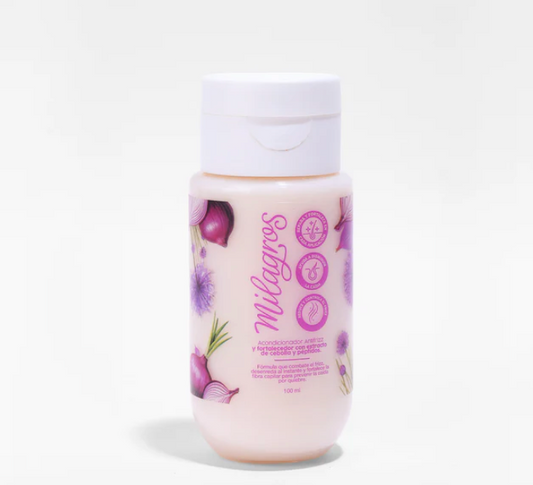 Acondicionador Antifrizz y Fortalecedor Con Extracto de Cebolla y Péptidos Mini 100Ml Milagros