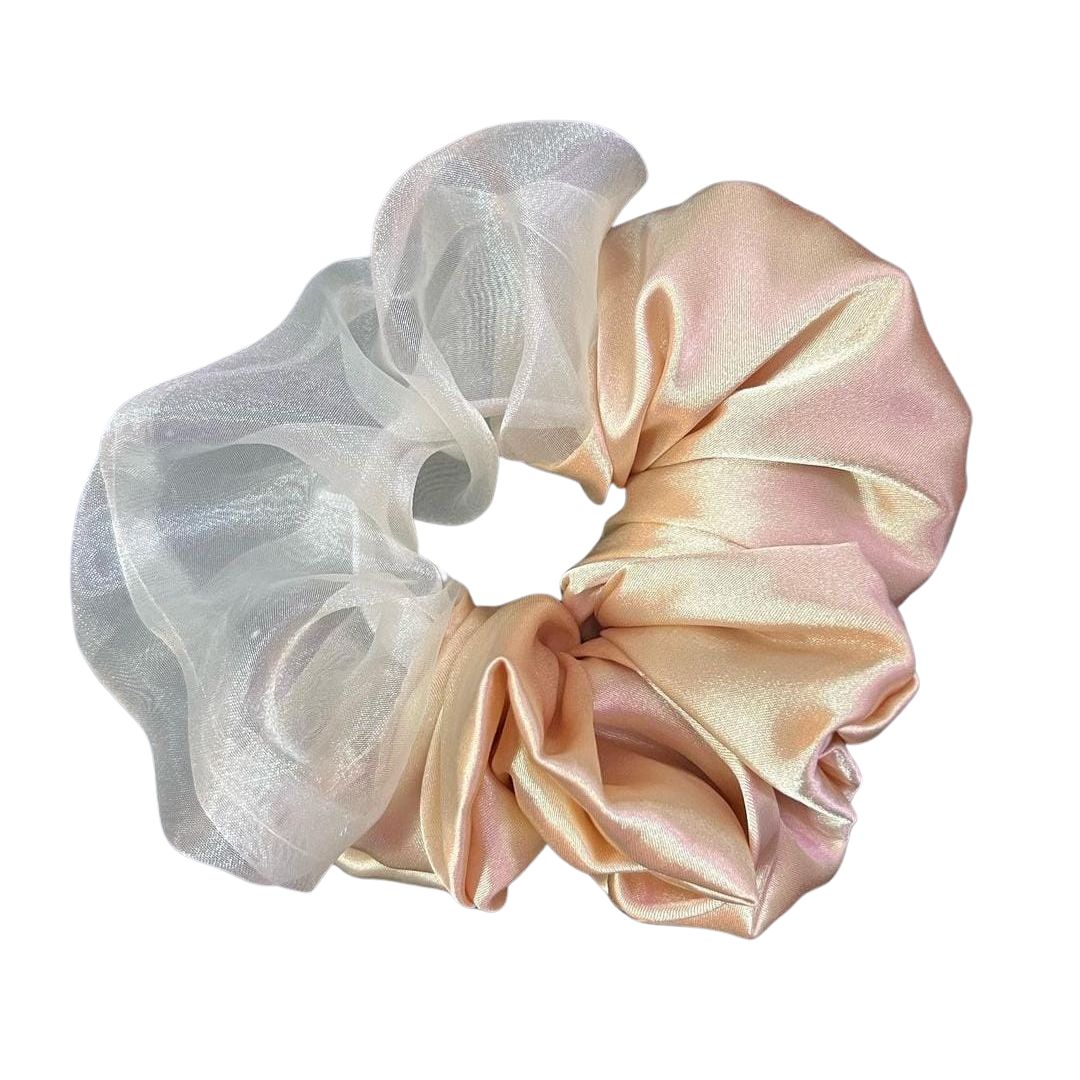 Scrunchie Moño Coletero Liga Cabello Half & Half Awua Bicolor