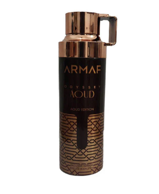 Aerosol Armaf Odyssey Aoud Edition Perfume Spray 200 ml – Aroma Amaderado y Especiado para Hombre - Glow Beauty Distribuidores Milagros