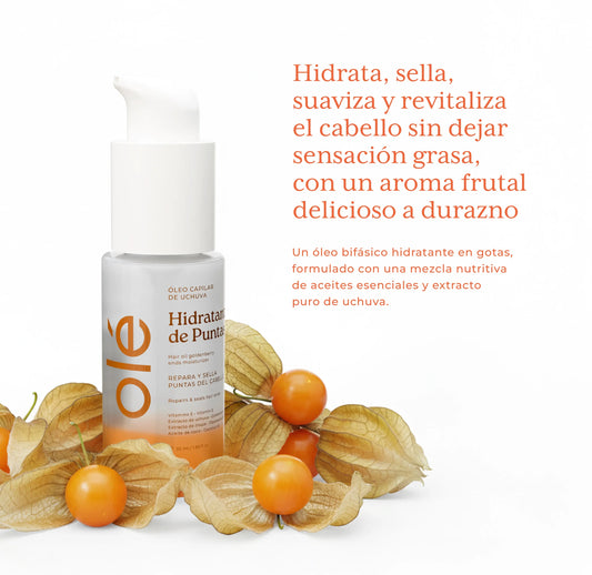 ÓLEO BIFÁSICO DE UCHUVA HIDRATANTE DE PUNTAS OLÉ CAPILAR - Glow Beauty Distribuidores Milagros