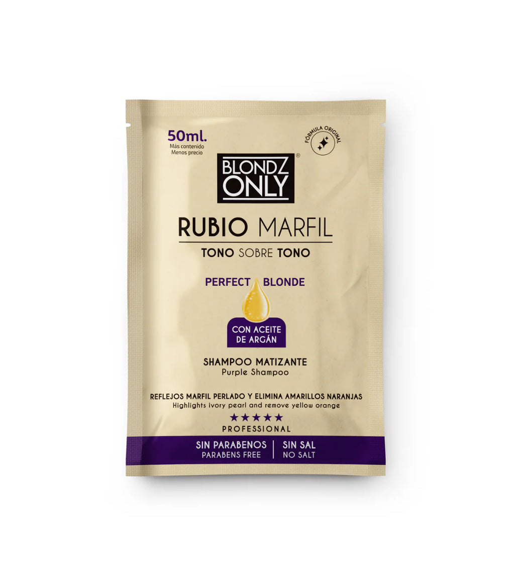 Shampoo matizante sachet rubio marfil Blondz Only - Glow Beauty Distribuidores Milagros