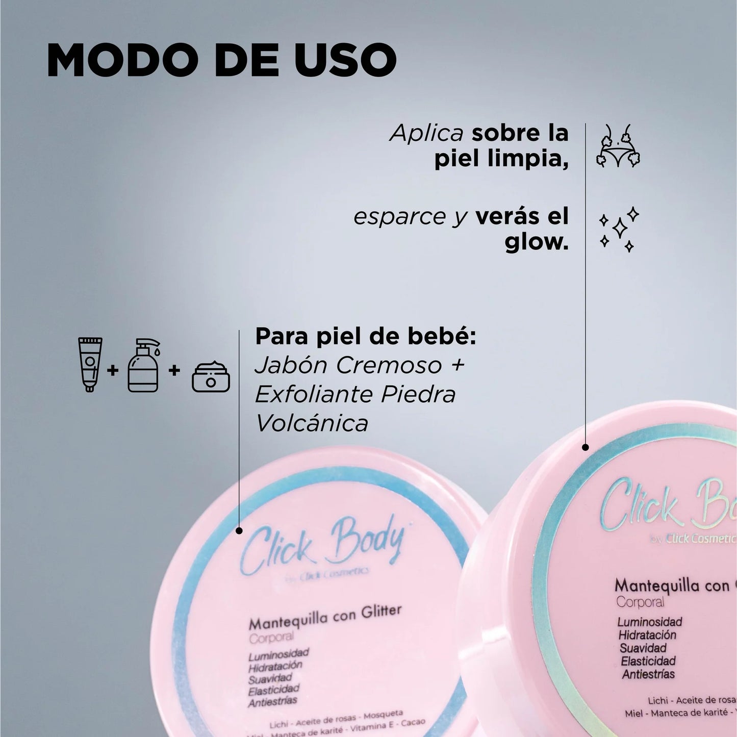 Mantequilla Corporal con Glitter Click Body 250 ml